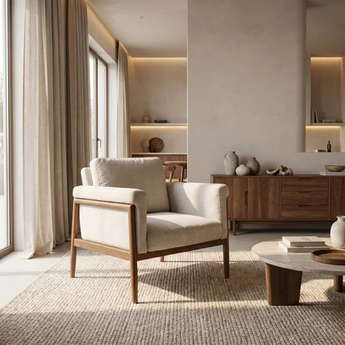 Butaca Atlas - Tela Microfibra - C51 (Castaño) en Beige, Uruguay | NYR