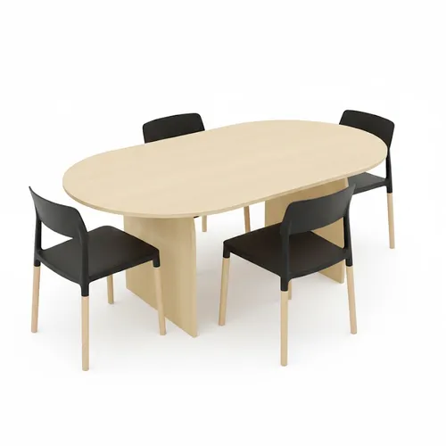 Juego de Comedor Mesa Arco crudo 160 + 4 silla belloch negra - Sillas, Uruguay | Berna home