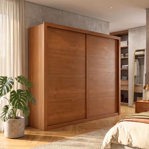 Ropero 2 Puertas Corredizas - Imperador - Cinamomo - Roperos y placares, Uruguay | Rústico Hogar