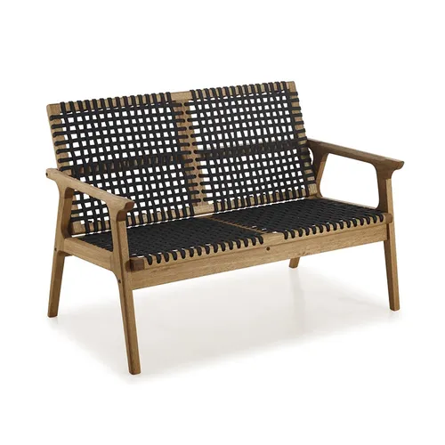 SOFA TRACO 2 LUGARES CUERDA NEGRA 119x72x83CM JATOBA - Muebles para el exterior, Uruguay | Vinibel
