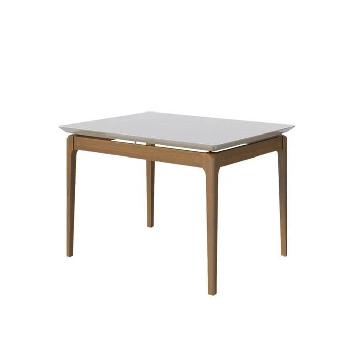 Mesa de Comedor Wind - 120 x 90 con vidrio - Off White y Natural en Blanco - Mesas de comedor, Uruguay | Nyr