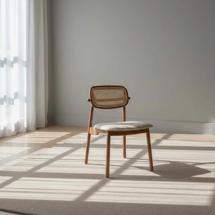 Silla De Comedor Rattan-y-madera Natural-beige Danielle en Madera natural - Sillas, Uruguay | Divino