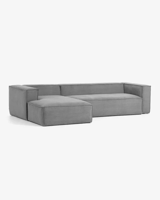 Sofá Blok 3 plazas chaise longue izquierdo pana gris 330 cm en Gris - Sillones y sofás, Uruguay | Kavehome