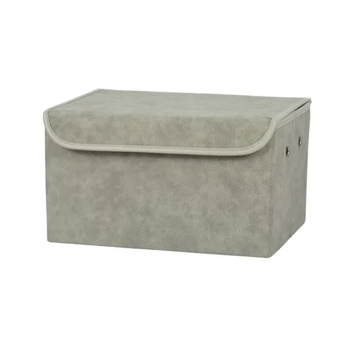 CAJA ORGANIZADOR RECT C/TAPA 38X29XH22CM PU GRIS en Gris - Canastos, Uruguay | Decohogar