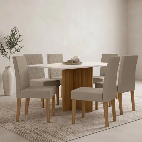 Juego de comedor Helo 6 sillas - Moderna Hogar en Elegí una opcióncarvalhocarvalho - Mesas de comedor, Uruguay | Moderna Hogar