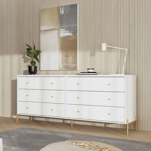 Cómoda Aparador Jasper 1.82 - White Gloss Gold - Cómodas, Uruguay | Rústico Hogar