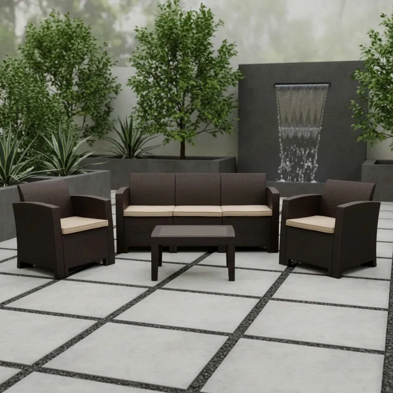Set De Living Exterior Polipropileno Marron Tropea Ii en Marrón - Muebles para el exterior, Uruguay | Divino