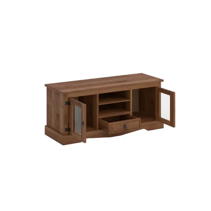 Rack 2 Puertas Vidrio Línea Monterrey - Oscuro/Nogal en Marrón - Muebles para TV, Uruguay | Ecowood, vista 3