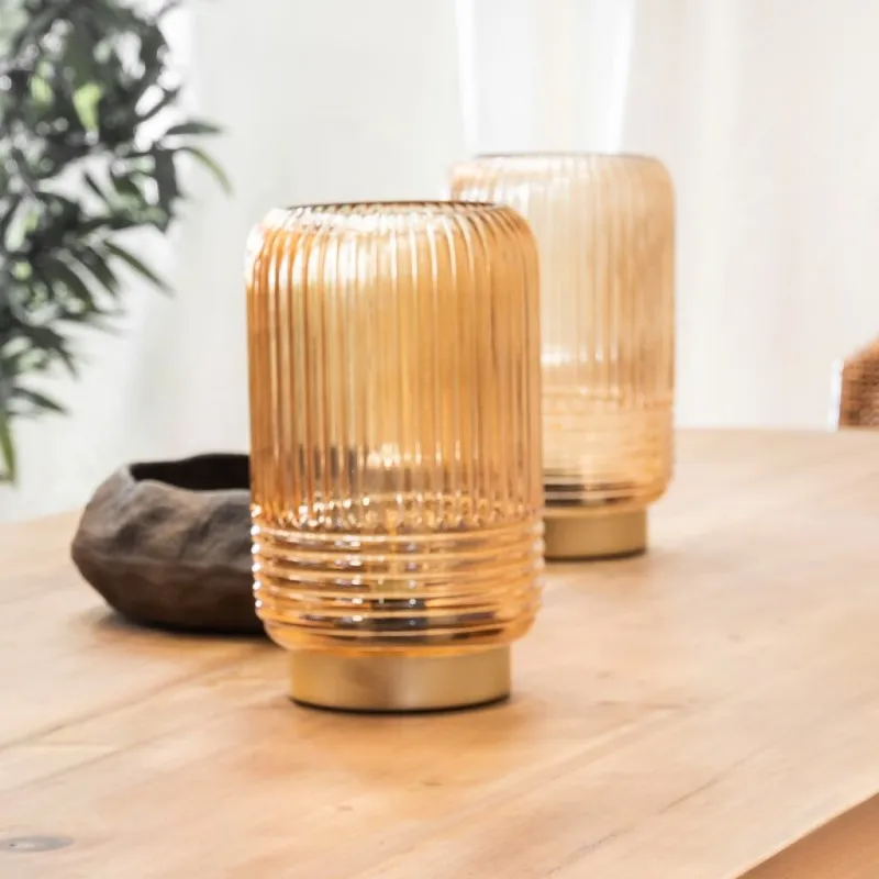 Lámpara De Mesa Led Lipa Marrón en Naranja - Lámparas de mesa, Uruguay | Aihaus