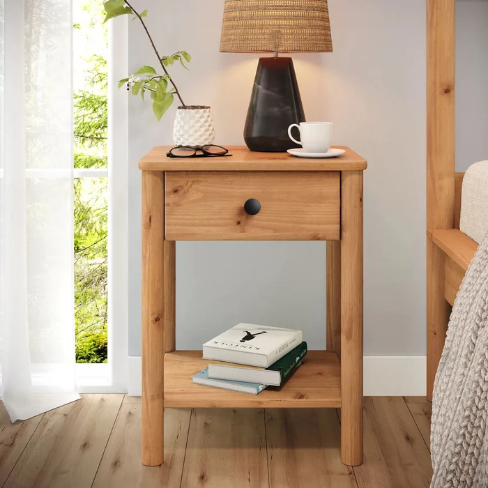 Mesa de luz Apama 1 cajon - Madera Maciza en Madera natural - Mesas de luz, Uruguay | Balton, vista 2