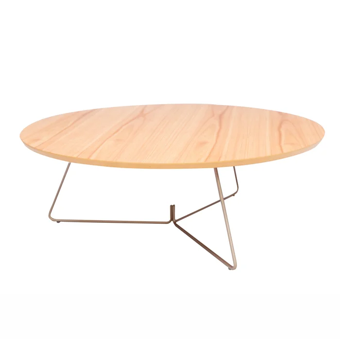 MESA CENTRO REDONDA - LACA GRAFITO - TAPA CINAMOMO en Madera natural - Mesas de living, Uruguay | Champagne Home