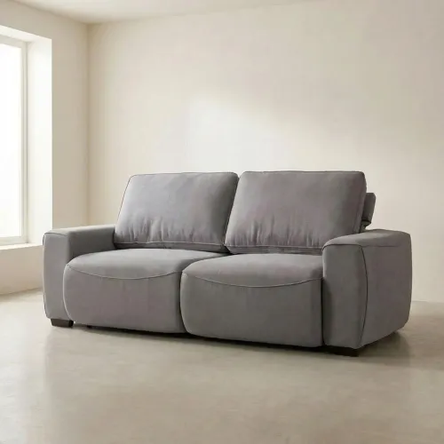 Sofá Adan (Retráctil) - Tela Microfibra - 2 módulos - 12091 (Gris) en Gris - Sillones y sofás, Uruguay | NYR