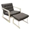POLTRONA EN MADERA CON POSAPIE - TAPIZADO TELA GRIS - PRODUCTO CON DETALLES - en Gris - Butacas, banquetas y puffs, Uruguay | Champagne Home, vista 2 de 4