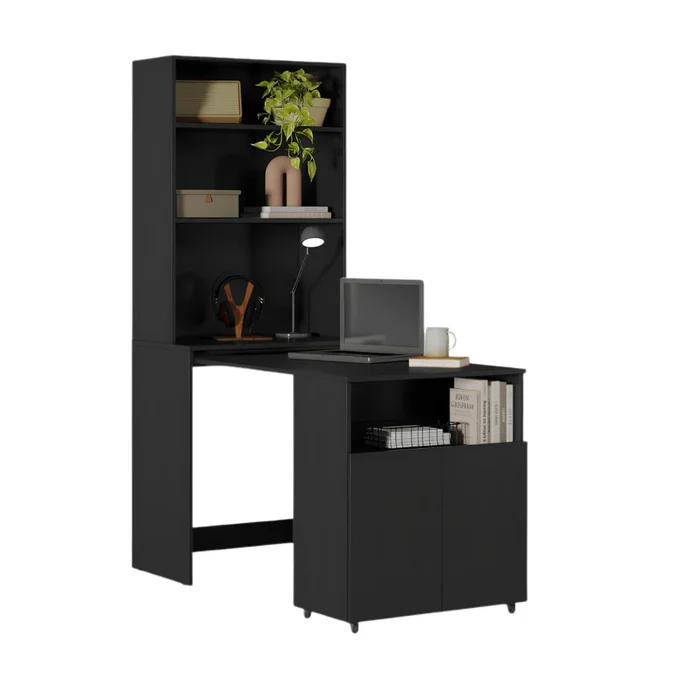 Escritorio Repisa Multifunción Duo - Línea Clara - Negro en Negro - Escritorios, Uruguay | Ecowood, vista 4