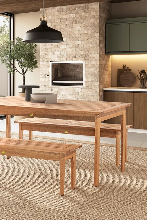 MESA DE COMEDOR CHURRASQUEIRA 160x86x75CM JATOBA en Madera natural - Muebles para el exterior, Uruguay | Vinibel, vista 4