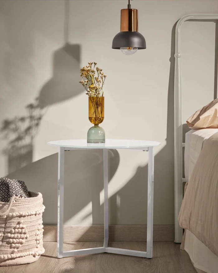 Mesa auxiliar Raeam Ø 50 cm - blanco en Negro - Mesas de arrimo, Uruguay | Kavehome, vista 2