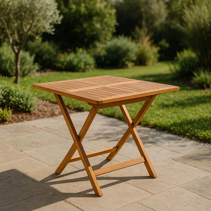 Mesa Exterior 80cm Teca Natural-beige Taki en Madera natural - Muebles para el exterior, Uruguay | Divino