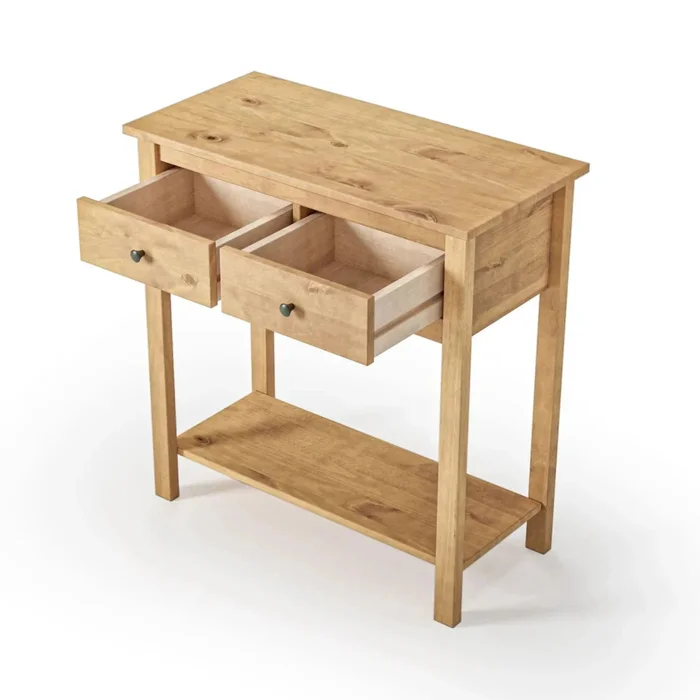 Mesa De Arrime Aparador 2 Cajónes - Línea Maden - Marrón en Blanco - Mesas de arrimo, Uruguay | Ecowood, vista 4