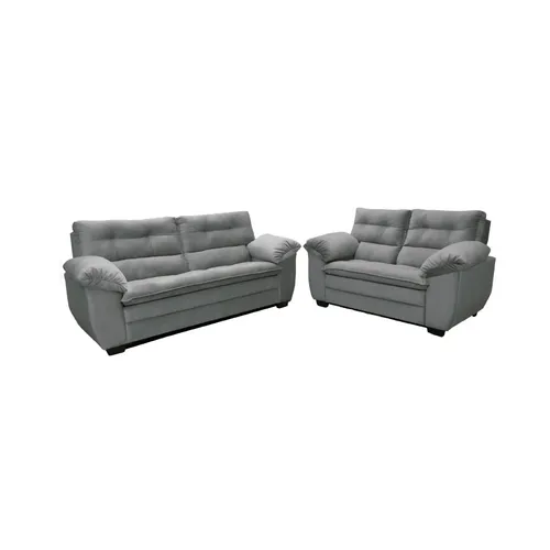 Sillones Juego De Living Premium 3 Y 2 Cuerpos Comedor Tela en Gris - Sillones y sofás, Uruguay | Soy Hogar