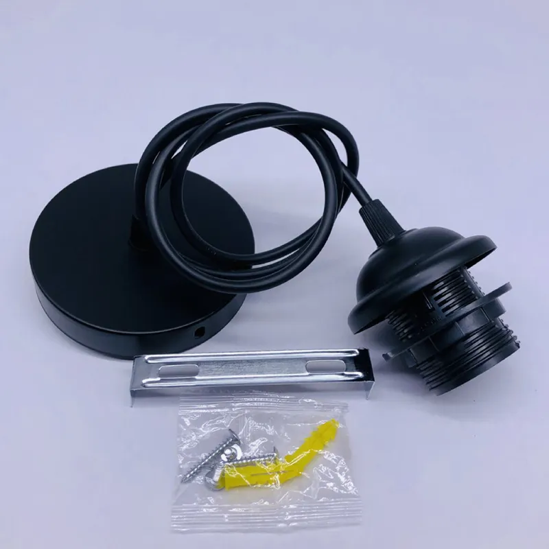 Porta lampara con cable colgante E27 negro en Negro - Lámparas de mesa, Uruguay | Buho Store