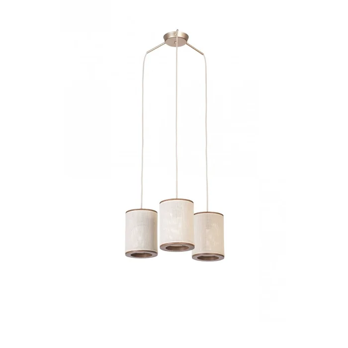 Lampara de Techo 3 Colgantes Apollo - Madera y Esterilla en Beige - Lámparas colgantes, Uruguay | Berna home, vista 2
