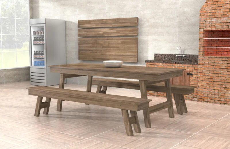 MH- JUEGO DE BARBACOA EN MADERA EUCALIPTO RUSTICO en Marrón - Mesas de comedor, Uruguay | Alfa Ventas, vista 3