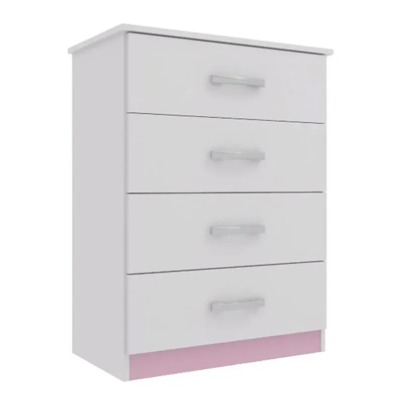 Comoda Cajoneras Dormitorio Infantil 4 Cajones rosada if04 en BLANCO/ROSA - Sillones y sofás, Uruguay | Soy Hogar