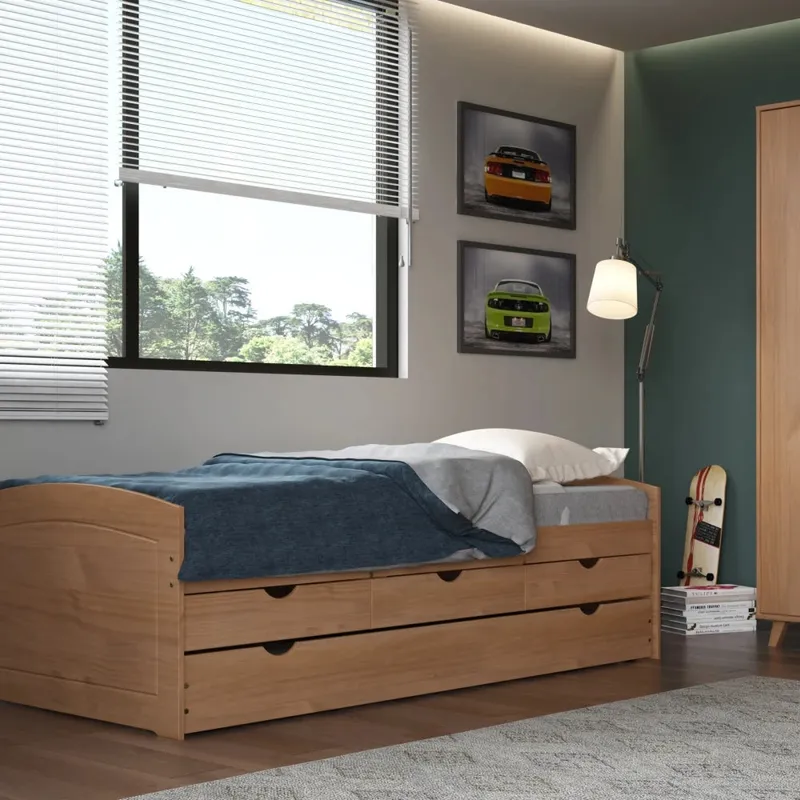 Cama Marinera  1 Plaza  Madera Maciza Con Cajones - Max - Marron en Madera natural - Dormitorio, Uruguay | Ecowood
