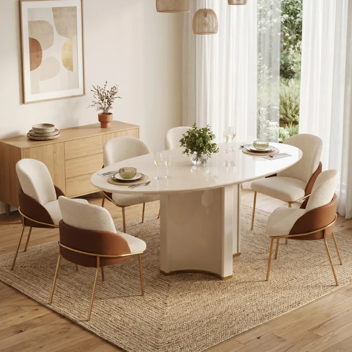 Juego de comedor Chanel - Moderna Hogar en Dorado - Mesas de comedor, Uruguay | Moderna Hogar