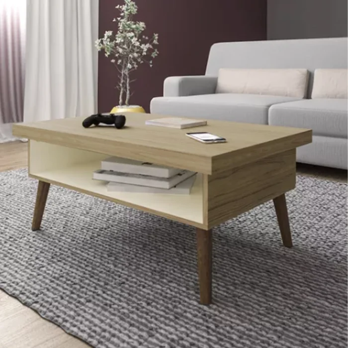 Mesa De Living Mesa Ratona Estilo Nordico Con Patas Madera Carvalho en Carvalho/Blanco - Mesas de living, Uruguay | Soy Hogar, vista 2
