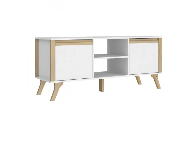 Rack de TV Combinado Madera 2 Puertas Blanco/Miel - Muebles para TV, Uruguay | Que Sal Muebleria
