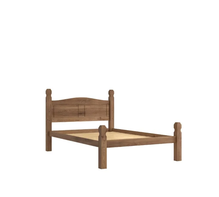 Cama 2 Plazas Madera Maciza Linea Mexicana - Oscuro en Marrón - Dormitorio, Uruguay | Rústico Hogar, vista 2