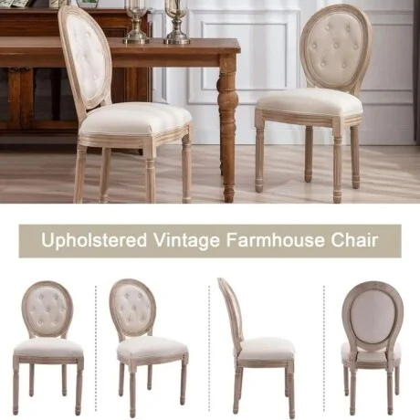 Silla Tapizada Estilo Luis Xv Con Botones en Beige - Sillas, Uruguay | La Cueva Muebles, vista 11