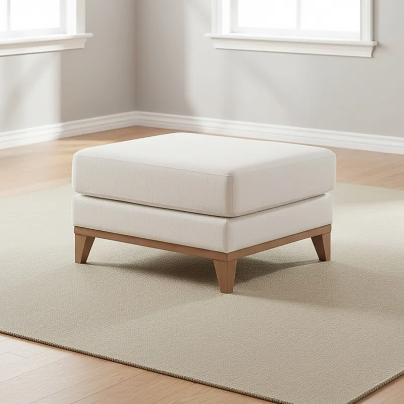 Puff Easy Clean Tela Blanco Luxor Premium Hueso en Beige - Sillones y sofás, Uruguay | Divino