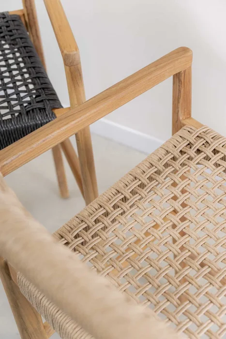 Banqueta en teca y fibra loom en Beige - Butacas, banquetas y puffs, Uruguay | Entrecasa, vista 7