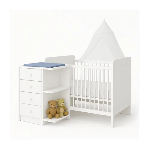 Cuna Dormitorio Infantil 4 Cajones Repisa 411 en Multicolor - Sillones y sofás, Uruguay | Soy Hogar