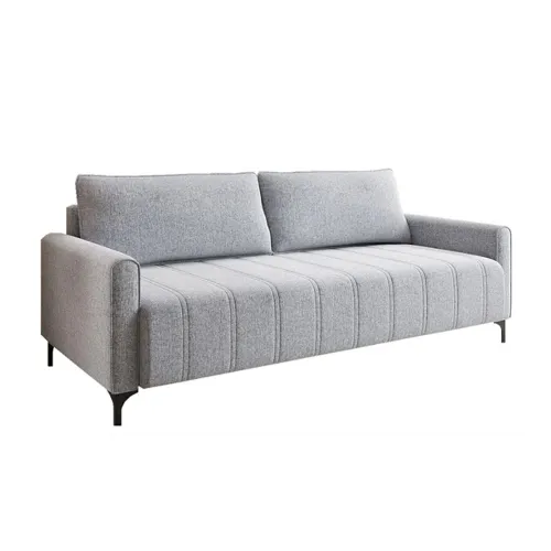 Sofa 3 Cuerpos Tapizado Tela Terciopelo Patas Metalicas en Gris - Sillones y sofás, Uruguay | Soy Hogar