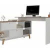 Escritorio en "L" con 2 puertas Nogal/Blanco - Escritorios y sillas de escritorio, Uruguay | Que Sal Muebleria, vista 2 de 11