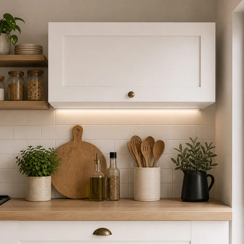 Aereo Cocina 1 Puerta Batiente Mdf Tirador Metalico en Blanco - Sillas, Uruguay | Soy Hogar, vista 5