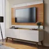 Rack Classic 146 - 2 cajones - Off White y Natural en Blanco - Muebles para TV, Uruguay | NYR, vista 2 de 3