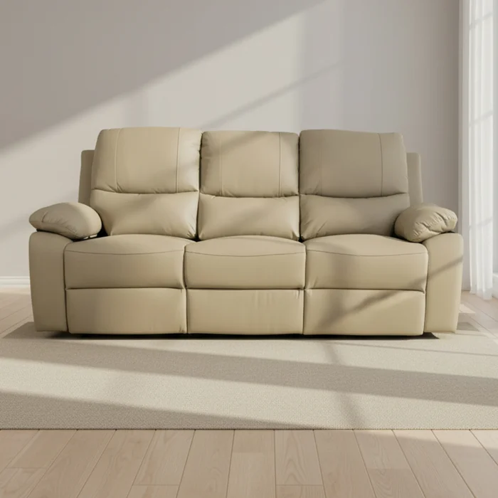 Recliner Manual 3 Cuerpos Cuero-y-simil-cuero Marron Lina Taupe en Beige - Sillones y sofás, Uruguay | Divino