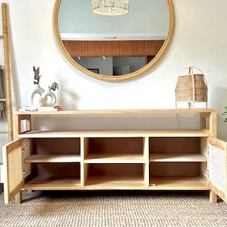 Rack para TV con fibras naturales en Madera natural - Muebles, Uruguay | Decoramuss, vista 4