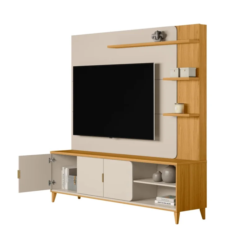 Modular para Tv Napoli Tauari/Blanco - Línea Haus en Beige - Muebles para TV, Uruguay | Ecowood, vista 3