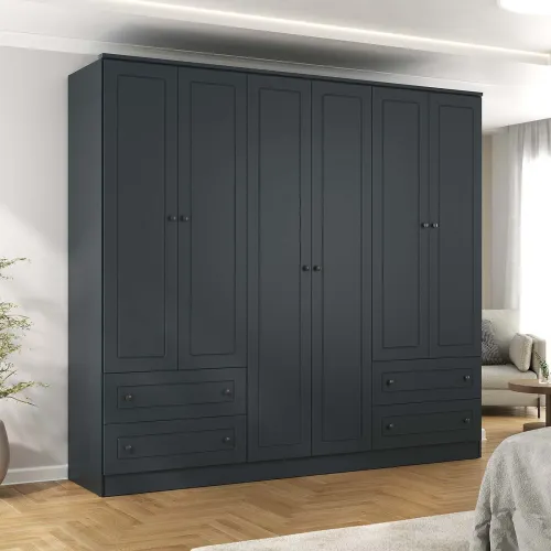 Placard 6 Puertas Mdf Gris Americano Plus en Gris - Roperos y placares, Uruguay | Divino