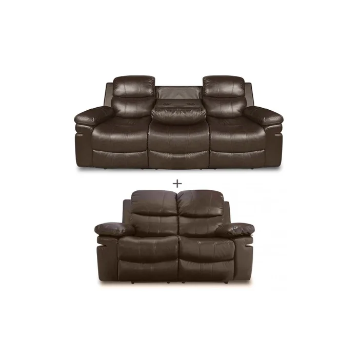 Juego De Sillones Re-cuero Mr2138 3 + 2 Chocolate en Marrón - Sillones y sofás, Uruguay | Divino, vista 2