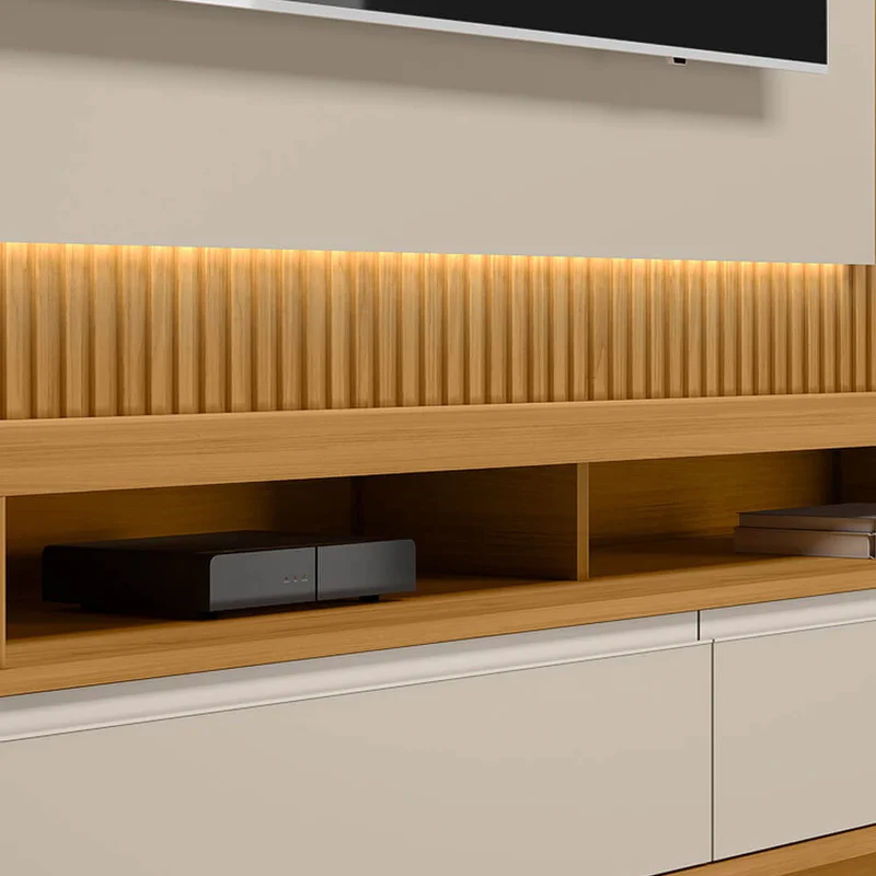Rack con Panel Modular Sao Paulo 180cm con Led MDF/MDP en Madera natural - Muebles para TV, Uruguay | Balton, vista 7