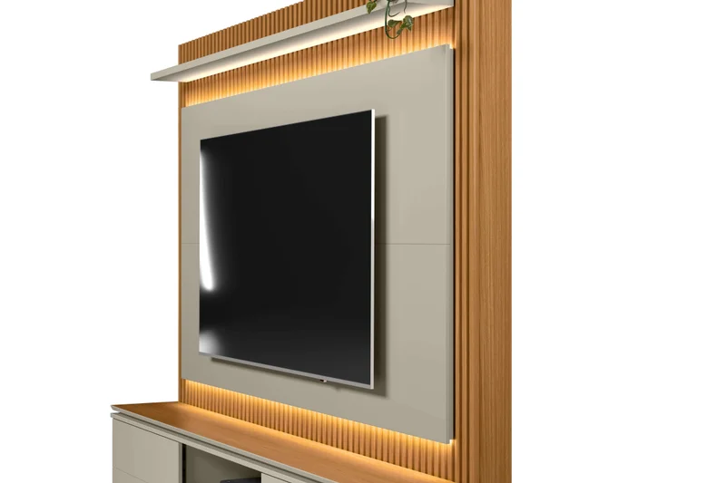 Rack con Panel Guararapes 215cm con kit Led MDF/MDP en Blanco - Muebles para TV, Uruguay | Balton, vista 7