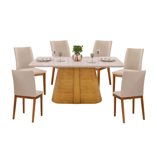 Juego Comedor 6 Sillas Tapizadas Mesa Tapa De Vidrio Ryze - Mesas de comedor, Uruguay | Soy Hogar