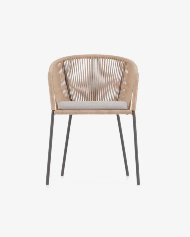 Silla Yanet - de cuerda beige y patas de acero galvanizado en Beige - Sillas, Uruguay | Kavehome, vista 7