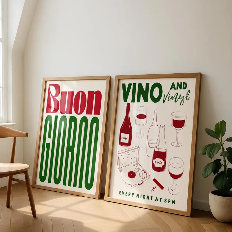 Buon Giorno & Vino en Multicolor - Láminas, Uruguay | La Cuadrería